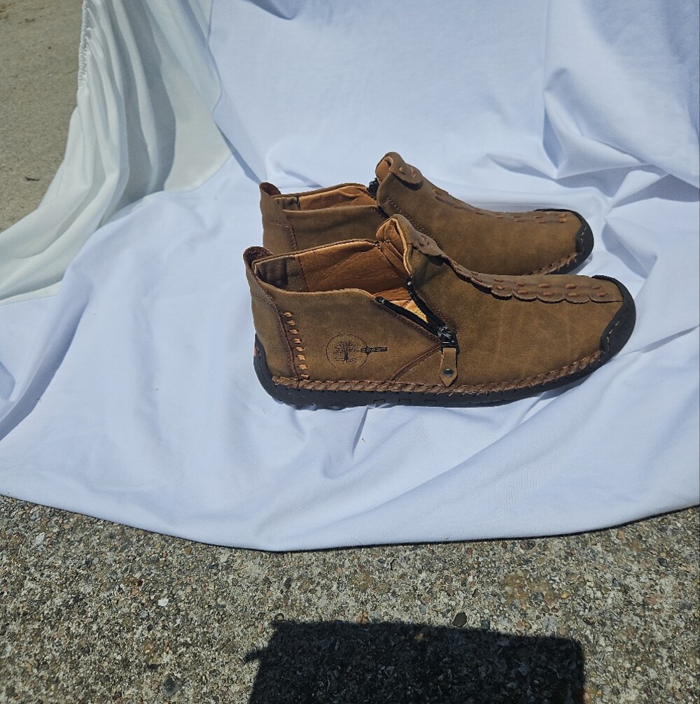 Menico Sport Leather Slip On Stitched Driving Moccasin Chukka Boot - Picture 6 of 6